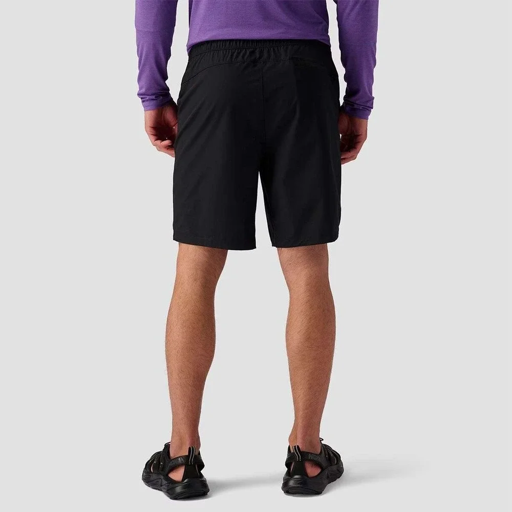 Backcountry Mens Black destination base shorts Elastic Waist Zip Pocket Logo S